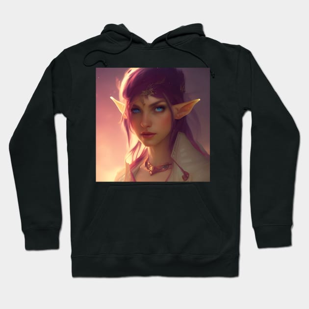 Cute Fantasy Female Elf Purple Artwork Hoodie by PrancingPeekees